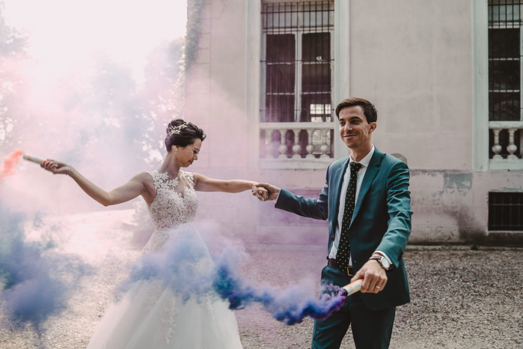 fumigène smoke bombs mariage coloré